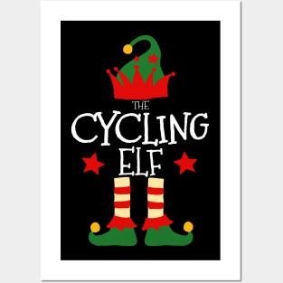 Cycling Elf Matching Family Group Christmas Party Pajamas Posters and Art